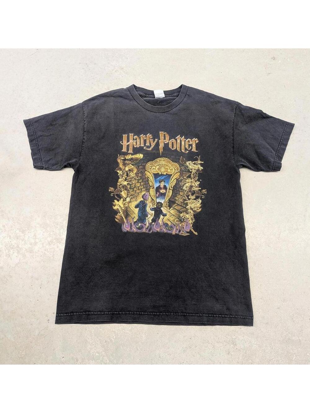 Rare Y2K 2000 Harry Potter Sorcerer's Stone Book Art T-shirt